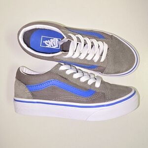 Old Skool Vans Grey/ Blue Kids Size 1.5